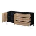Blackbird Μπουφες 2πορτες 3συρταρια Riviera Oak Μαυρο 150x40x75.5cm - Image 5
