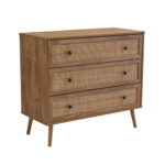 Ammos Κομοτα 3συρταρια Φυσικο Με Rattan 90x39x79cm