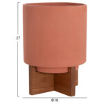 Σετ 3 Γλαστρες Με Teak Βασεις Tanti HM4685 Fiber Cement Σε 3 Χρωματα - Image 2