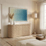 Calme Πινακας Διακοσμητικος Με Κορνιζα 80x120x4cm Καμβας Μπλε Μπεζ Ξυλο - Image 2