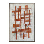 Lines Πινακας Διακοσμητικος Με Κορνιζα 80x120x4cm Καμβας Εκαι Γκρι Ανοιχτο Ξυλο