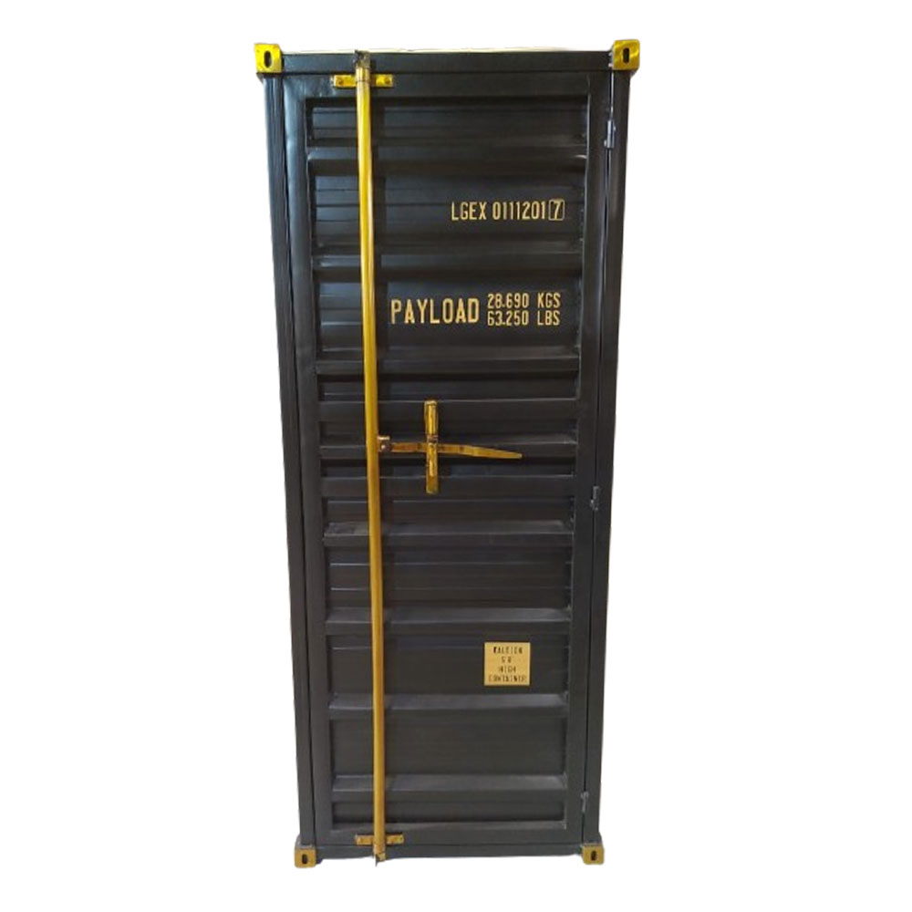 24-0697-klHtp-first-_1 Container Βιβλιοθηκη Ψηλη Μαυρο Χρυσο Rusty 61x40x177cm - Image 1