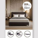 Zen Κρεβατι Με Αποθηκ. Χωρο Και Στρωμα Γκρι Σκουρο 26-969 212x174x126.5cm
