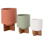 Σετ 3 Γλαστρες Με Teak Βασεις Tanti HM4685 Fiber Cement Σε 3 Χρωματα - Image 6