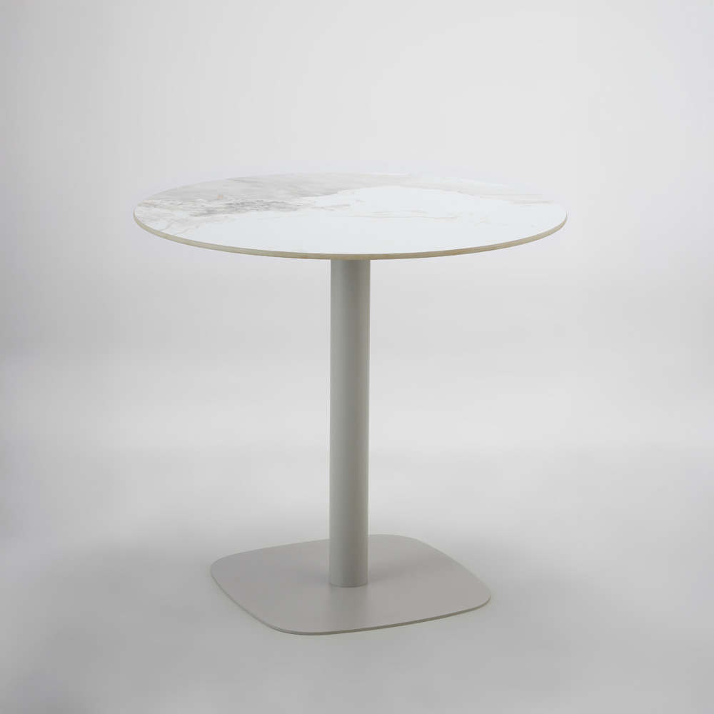 52-0024-YguQM-first-_1 Uno Τραπεζι Beige Με Οψη Μαρμαρου Γκρι 80x80x74cm - Image 1