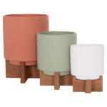 Σετ 3 Γλαστρες Με Teak Βασεις Tanti HM4685 Fiber Cement Σε 3 Χρωματα - Image 7