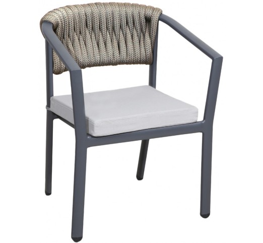 avg256-polythrona-909-29700 AVG256 Anthracite Πολυθρόνα Αλουμινίου με Φαρδύ Σχοινί Taupe - Image 1