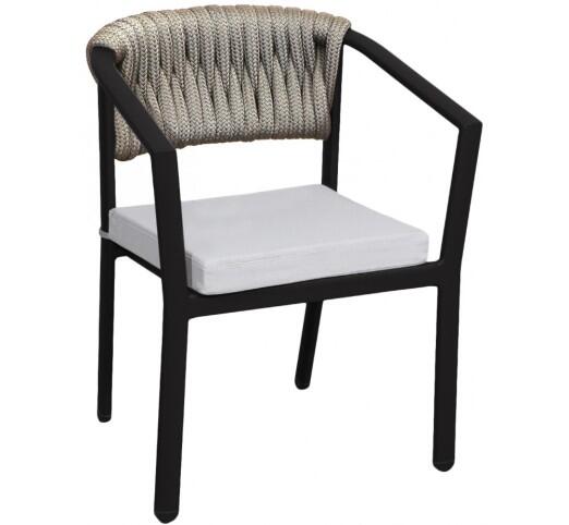 avg256-polythrona-909-29703 AVG256 Black Πολυθρόνα Αλουμινίου με Φαρδύ Σχοινί Taupe - Image 1