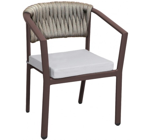 avg256-polythrona-909-29705 AVG256 Brown Πολυθρόνα Αλουμινίου με Φαρδύ Σχοινί Taupe - Image 1