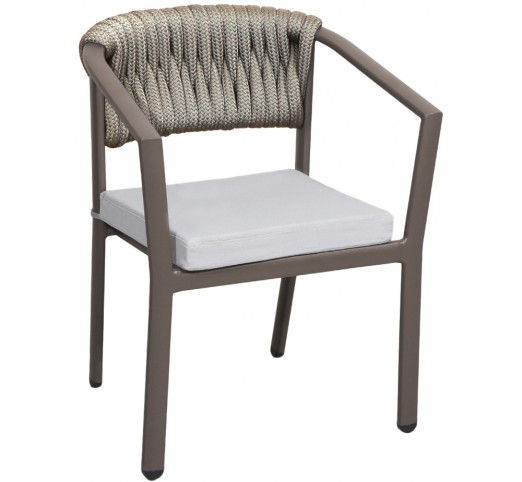 avg256-polythrona-909-29706 AVG256 Grey Πολυθρόνα Aλουμινίου με Φαρδύ Σχοινί Taupe - Image 1