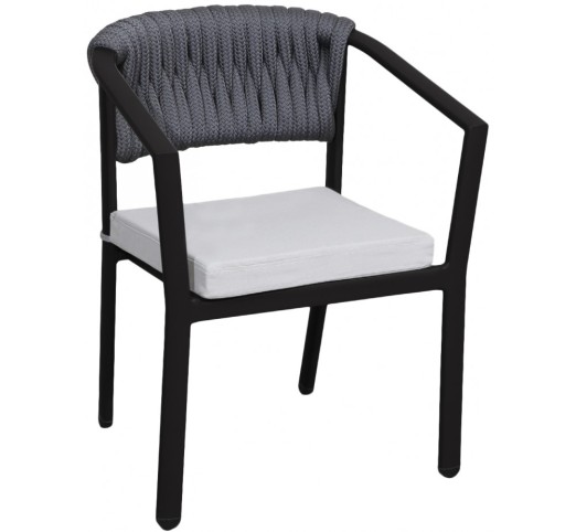 avg256-polythrona-909-29721 AVG256 Black Πολυθρόνα Αλουμινίου με Φαρδύ Σχοινί Ανθρακί - Image 1
