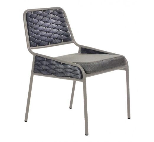avg295-karekla-alouminiou-910-26039 AVG295 Taupe Καρέκλα Αλουμινίου με Φαρδύ Σχοινί Ανθρακί - Image 1