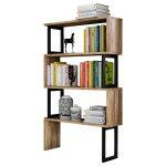 Βιβλιοθηκη Ingrid Καρυδι Με Μαυρο Σκελετο HM8867.01 80x22x128 Εκ.