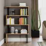 Βιβλιοθηκη Ingrid Καρυδι Με Μαυρο Σκελετο HM8867.01 80x22x128 Εκ. - Image 5