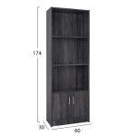 Βιβλιοθηκη Μελαμινης Hayden HM2269.01 Σε Ανθρακι Χρωμα 60x30x174 Εκ. - Image 2