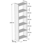 Βιβλιοθηκη Classiker HM9226.13 Μελαμινης Γκρι-Λευκο 48,5x22x160υεκ. - Image 2