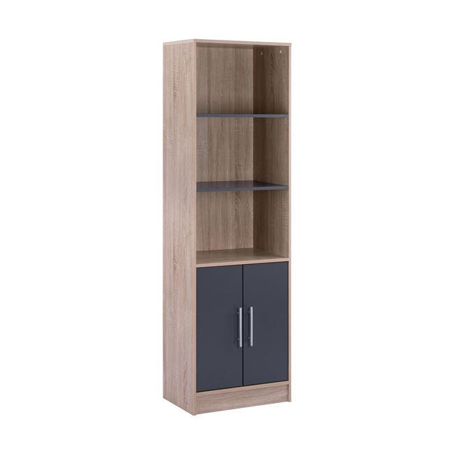 bibliothiki-melaminis-hm202704-sonama-gk Βιβλιοθηκη Μελαμινης Ensley HM2027.04 Sonama-Γκρι 60x30x180υ Εκ. - Image 1