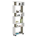 Βιβλιοθηκη Μελαμινης Owlolive Grey Λευκο 60x19,5x165yεκ.hm8923.11