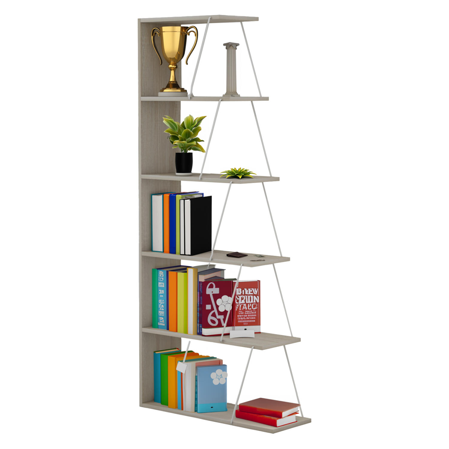 bibliothiki-melaminis-sonoma-leyko-fb922 Βιβλιοθηκη Μελαμινης Mini Tars Sonoma Λευκο HM2241.11 65x22-24x146υεκ. - Image 1