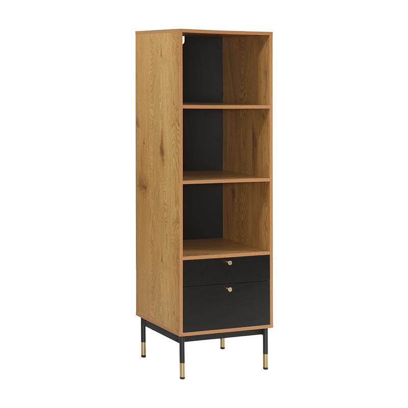 bibliothiki-rafiera-me-3-rafia-kai-1-ntoylapi-fylliana-living-grey-oak-chroma-48x40x155ek1709644209 Βιβλιοθηκη-Ραφιερα Με 3 Ραφια Kai 1 Ντουλαπι Fylliana Living Καφε-Μαυρο Χρωμα 48x40x155εκ - Image 1