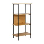Βιβλιοθηκη-Ραφιερα Μεταλλικη Fylliana FL2504 Black Oak Χρωμα 60x36x122εκ
