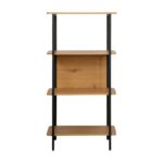 Βιβλιοθηκη-Ραφιερα Μεταλλικη Fylliana FL2504 Black Oak Χρωμα 60x36x122εκ - Image 2