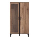 Βιτρινα Corsica 2k VS1 Flagstaff Oak-Μαυρο 85x35x153εκ - Image 3
