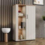 Βιτρινα Lambeth 2k1v 127 Cashmere-Artisan Oak 80x36x127εκ - Image 2