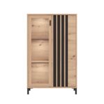 Βιτρινα Laval 2k VS1 129 Artisan Οακ/Μαυρο 80x40x129εκ - Image 4