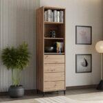 Βιτρινα Marron 1k1v Pop 193 Artisan-Μαυρο Ματ 55x40x193εκ - Image 2
