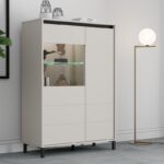 Βιτρινα Marron 2k VS1 135 Cashmere-Μαυρο Ματ 93x40x135εκ - Image 2