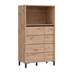 Βιτρινα Marron 2k2v Pop 135 Artisan-Μαυρο Ματ 74x40x135εκ