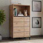 Βιτρινα Marron 2k2v Pop 135 Artisan-Μαυρο Ματ 74x40x135εκ - Image 2