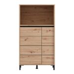 Βιτρινα Marron 2k2v Pop 135 Artisan-Μαυρο Ματ 74x40x135εκ - Image 3