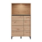 Βιτρινα Marron 2k2v Pop 135 Artisan-Μαυρο Ματ 74x40x135εκ - Image 5