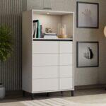 Βιτρινα Marron 2k2v Pop 135 Cashmere-Μαυρο Ματ 74x40x135εκ - Image 2