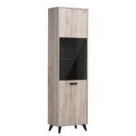 Βιτρινα Μονοφυλλη Umbria 1k Vs Grey Oak-Μαυρο 53x33x191εκ