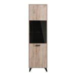 Βιτρινα Μονοφυλλη Umbria 1k Vs Grey Oak-Μαυρο 53x33x191εκ - Image 3