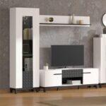 Βιτρινα Sarthe 1k VS1 Λευκο-Μαυρο-Λευκο Ματ-Μαυρο Mat 58x35x204εκ N.t.v - Image 2