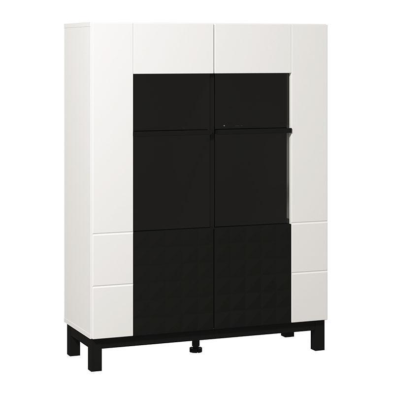 bitrina-sarthe-2k-vs2-leyko-mayro-leyko-mat-mayro-mat-96x35x128ek1715608501 Βιτρινα Sarthe 2k VS2 Λευκο-Μαυρο-Λευκο Ματ-Μαυρο Mat 96x35x128εκ N.t.v - Image 1