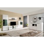 Βιτρινα Trentino 2k VS1 Λευκο-Μαυρο-Λευκη Λακα 87,5x35x124εκ S.p.f - Image 2