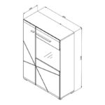 Βιτρινα Trentino 2k VS1 Λευκο-Μαυρο-Λευκη Λακα 87,5x35x124εκ S.p.f - Image 8
