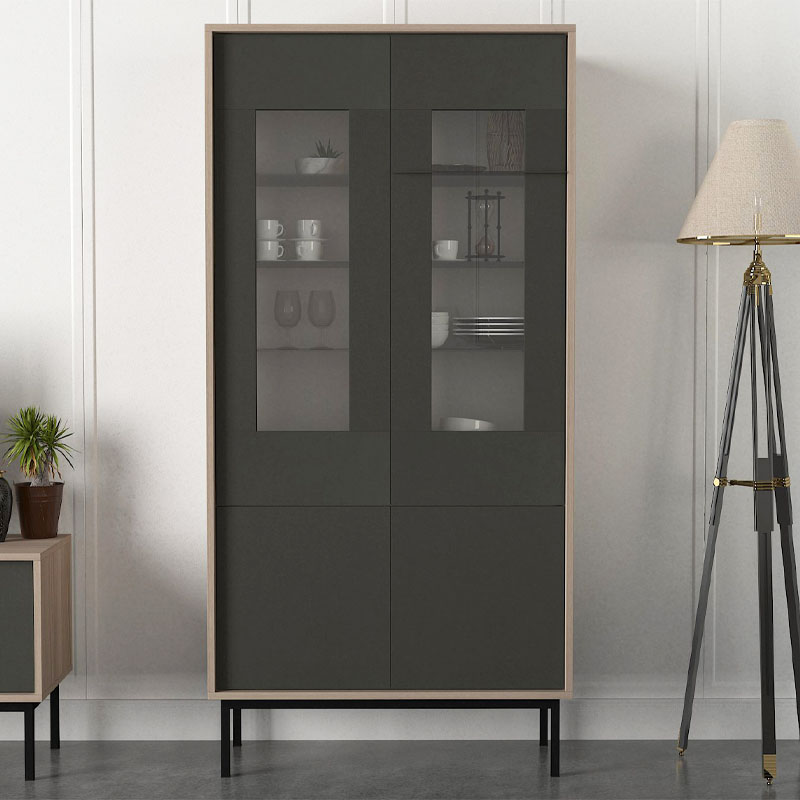 bitrina-trodel-gkri-grey-oak-9040185-3 Βιτρινα Fylliana Trodel Γκρι-Grey Oak 90*40*185 - Image 1