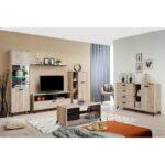 Βιτρινα Umbria Pop Grey Oak-Μαυρο 67x33x130εκ - Image 2