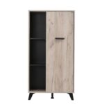Βιτρινα Umbria Pop Grey Oak-Μαυρο 67x33x130εκ - Image 3