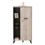 Βιτρινα Umbria Pop Grey Oak-Μαυρο 67x33x130εκ - Image 5