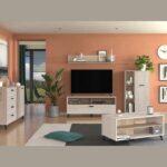Βιτρινα Umbria Pop White Oak - Grey Oak 67,5x33x130,5εκ F.l.d - Image 2
