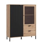 Βιτρινα Vandea 131 2k2f VS1 Artisan-Μαυρο Ματ 106x40x131εκ