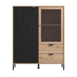 Βιτρινα Vandea 131 2k2f VS1 Artisan-Μαυρο Ματ 106x40x131εκ - Image 3