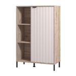 Βιτρινα Vandea 2k Pop Cashmere-Grey Oak 87x40x131εκ - Image 5